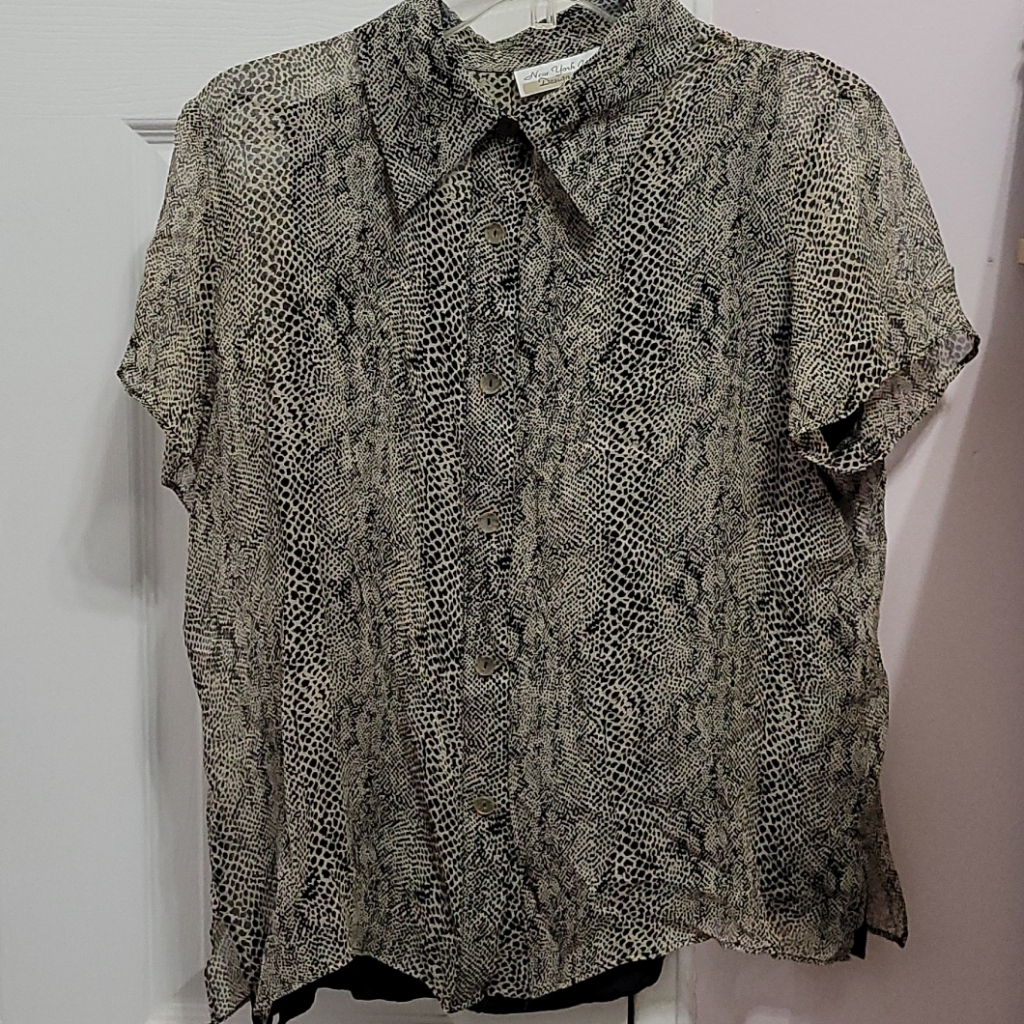 Button-Down Sheer Blouse